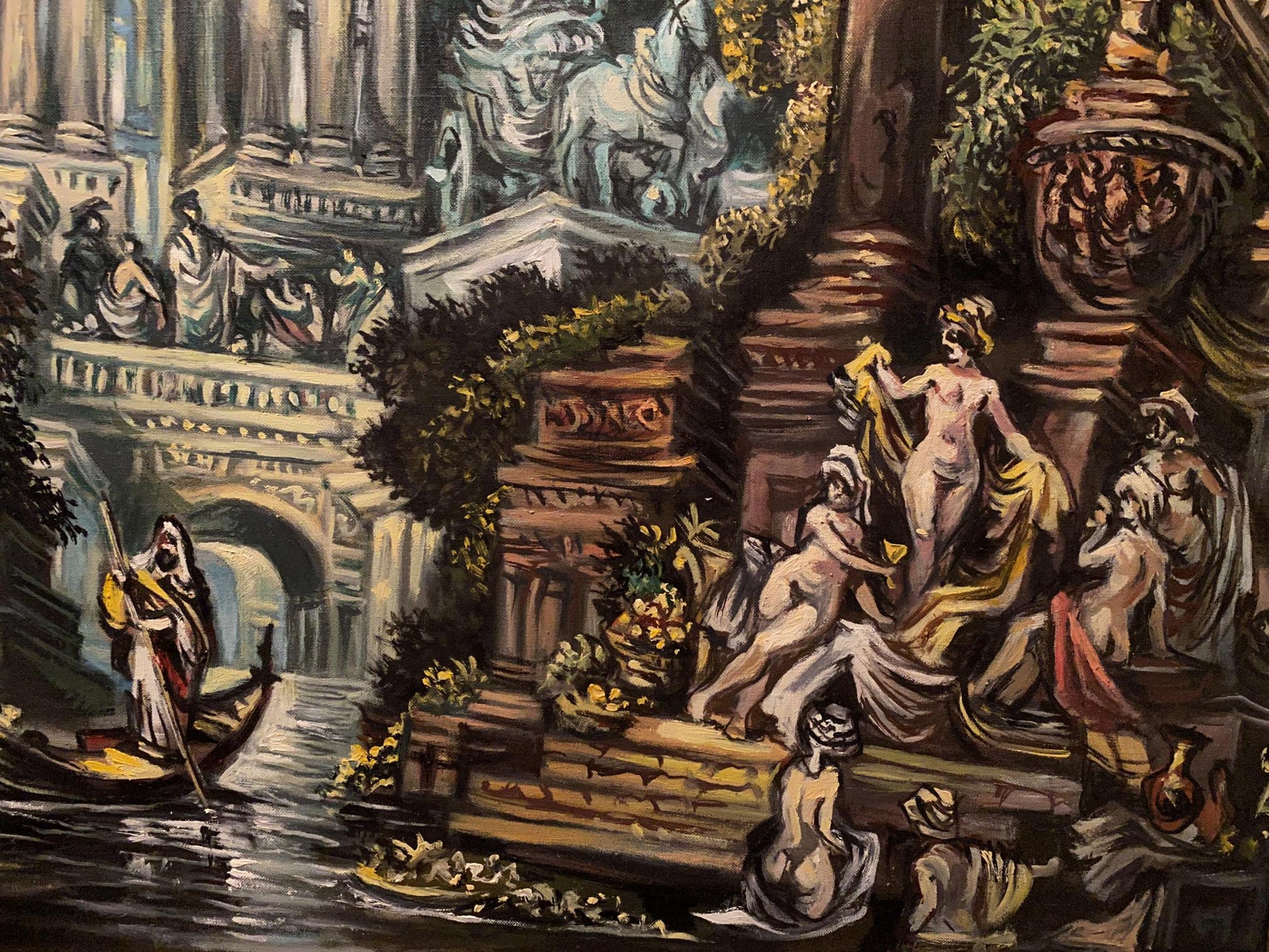 Oil painting of Venetian canal by Alexander Arkadievich Litvinov