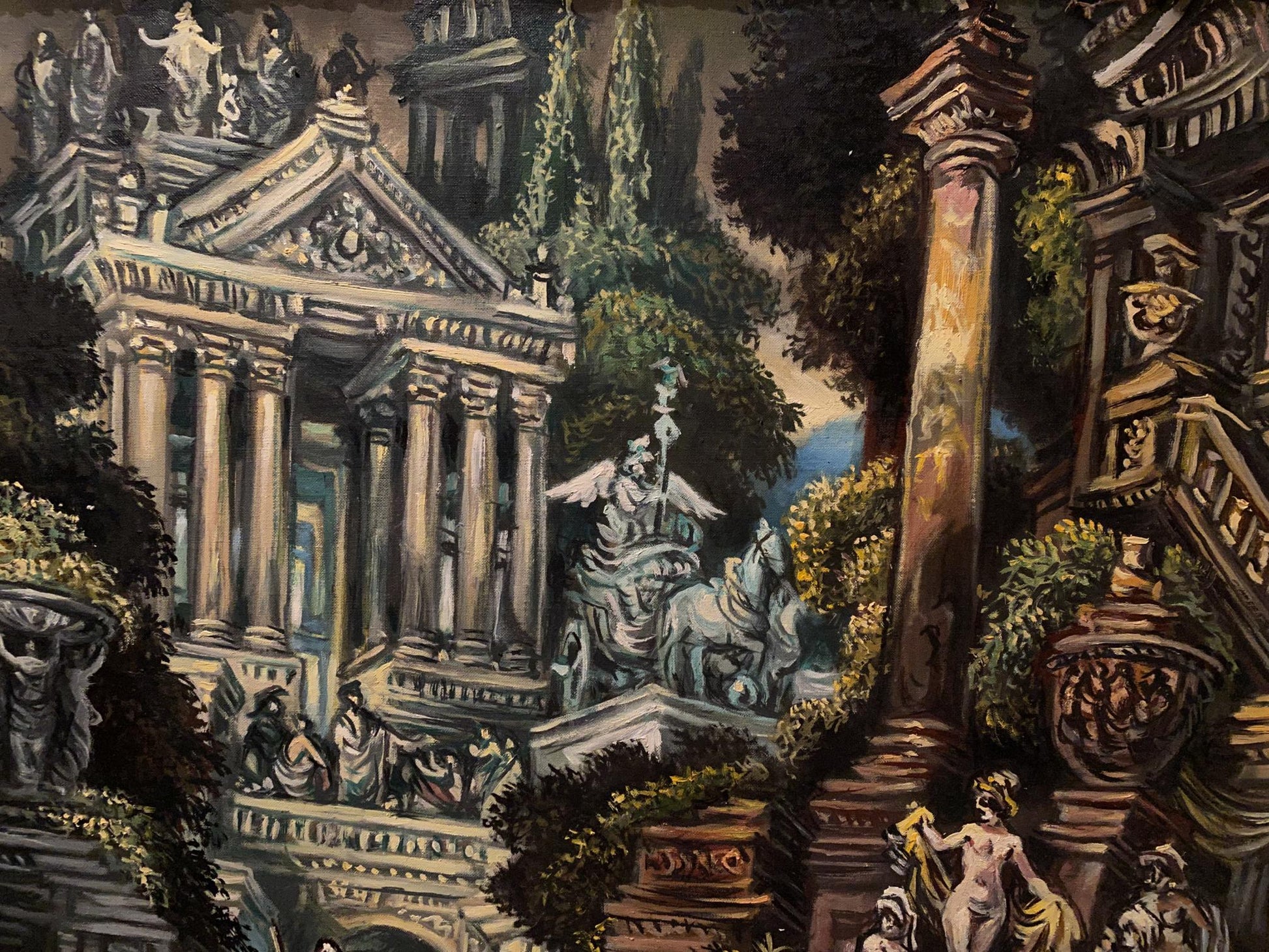 Oil painting of grand temple by Antiquity Alexander Arkadievich Litvinov