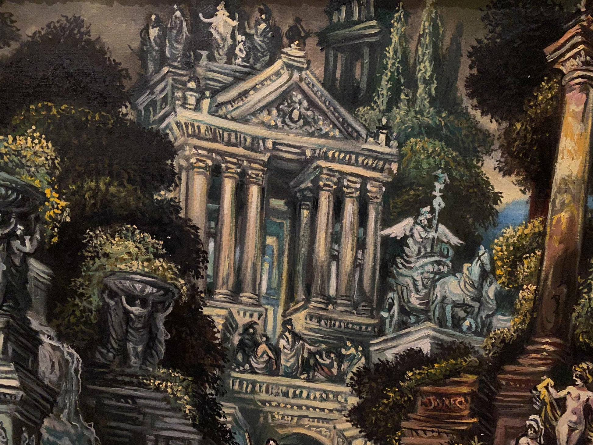 Oil painting of classical stone temple by Antiquity Alexander Arkadievich Litvinov