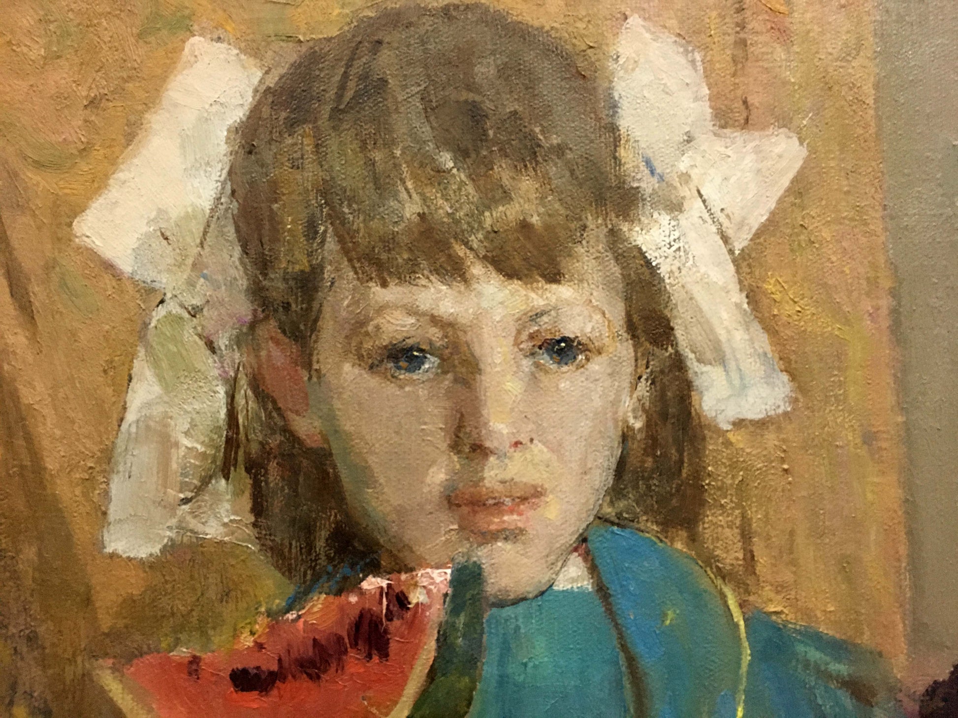 Oil painting portrait of young girl in Gifts of Autumn by Wolstein Moses Lvovich