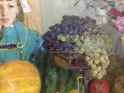 Oil painting Gifts of Autumn by Wolstein Moses Lvovich with grapes