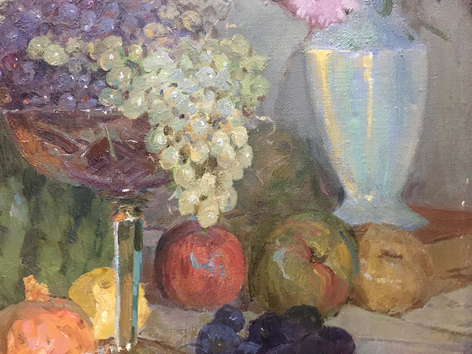 Oil painting Gifts of Autumn by Wolstein Moses Lvovich with grapes and fruits
