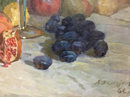 Oil painting of dark purple grapes by Wolstein Moses Lvovich, Gifts of Autumn