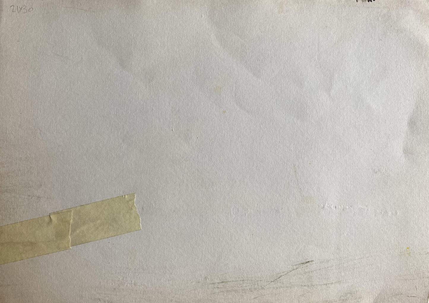 Back of Boat dock Benfialov watercolor with yellowish tape on off-white paper