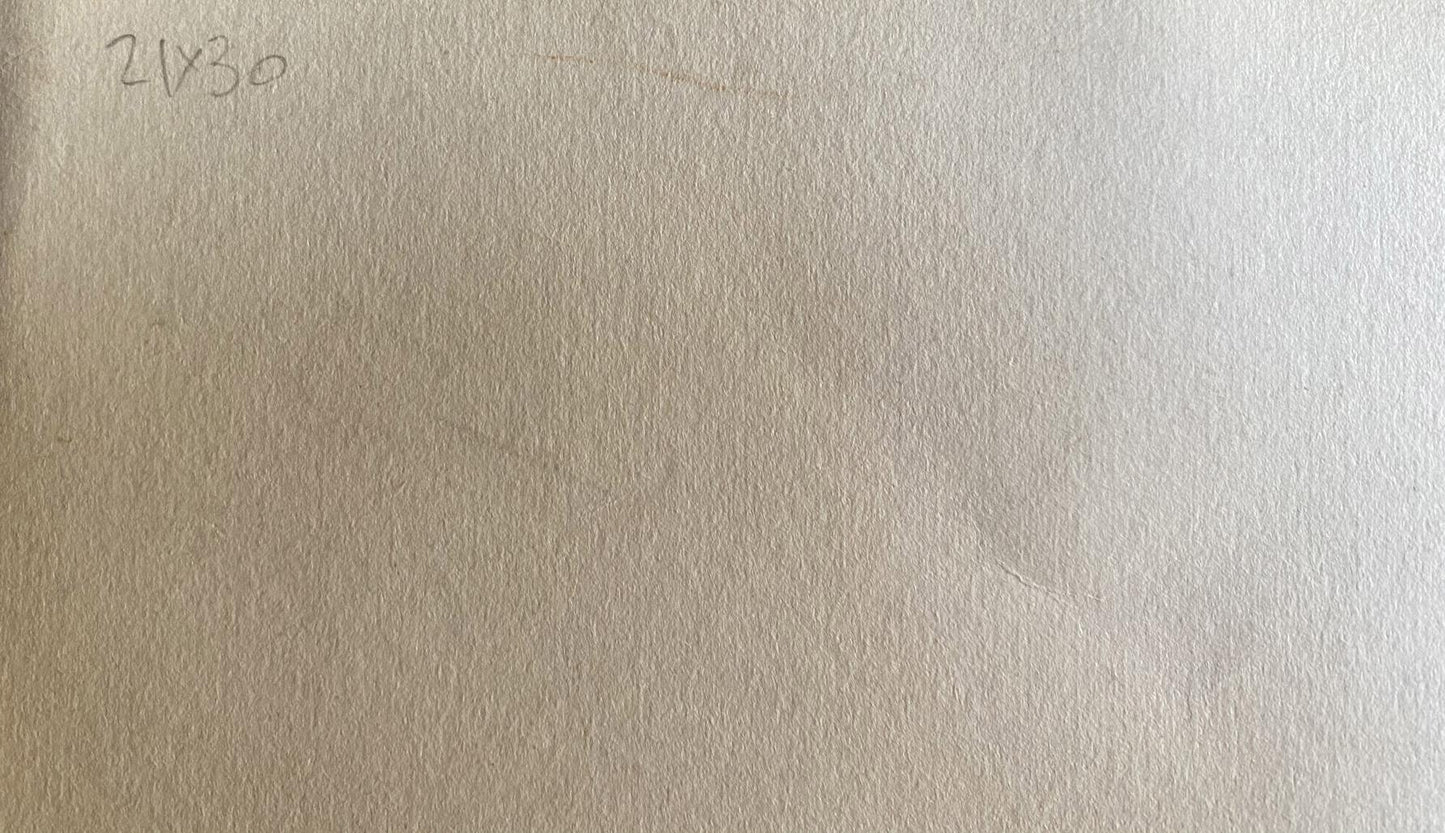 Back of watercolor painting Boat dock Benfialov on textured off-white paper with faint pencil markings
