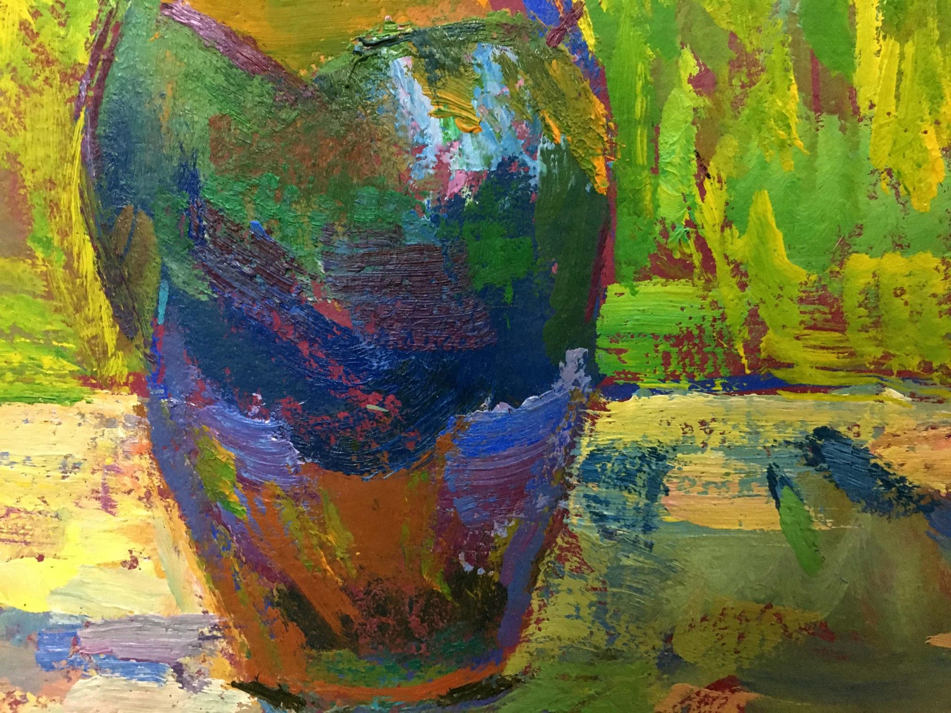 Oil painting Lilac Chegodar by Vasily Dmitrievich, vibrant abstract ceramic vase
