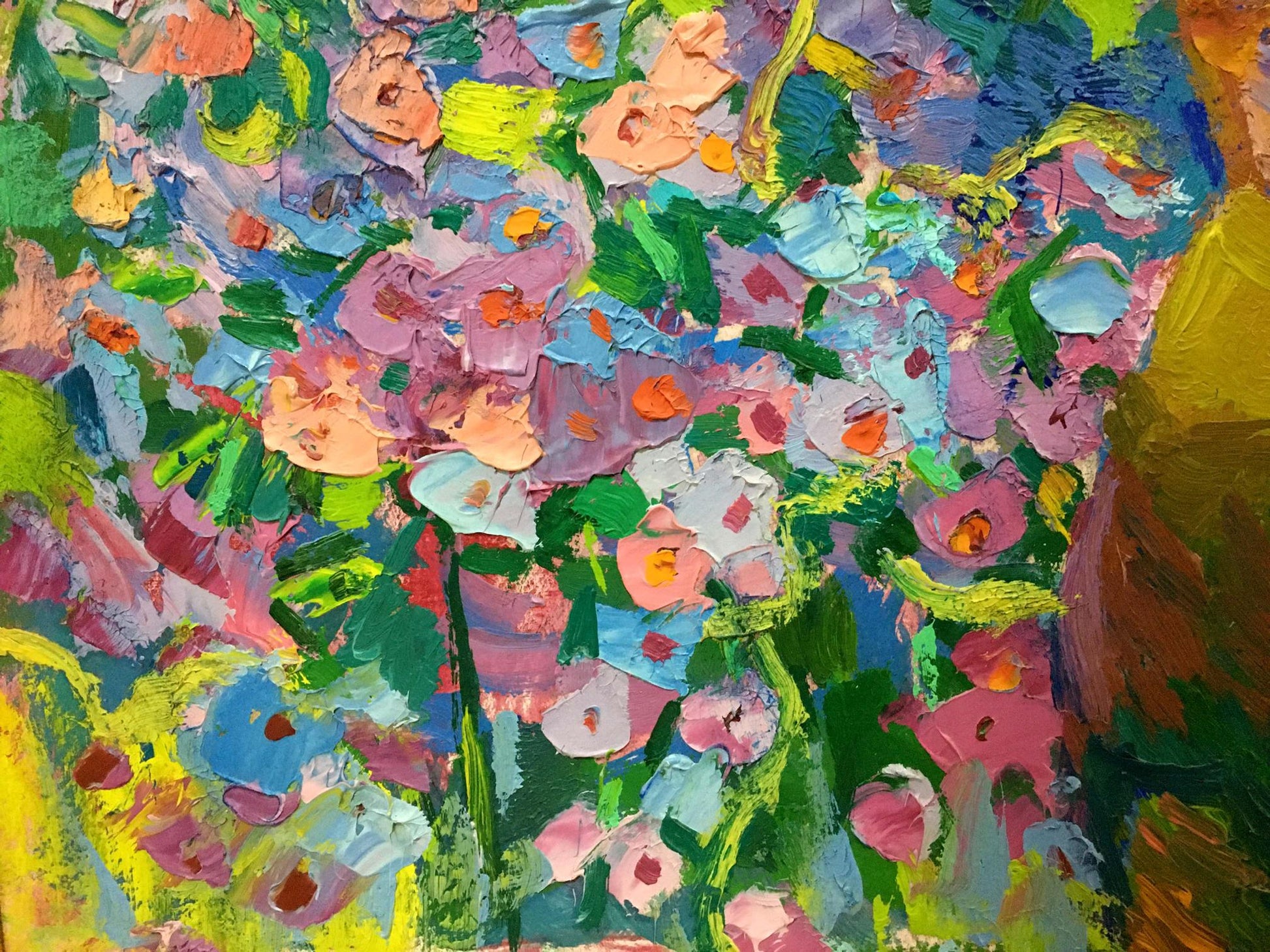 Vibrant oil painting Still life by Vasily Chegodar with impasto florals