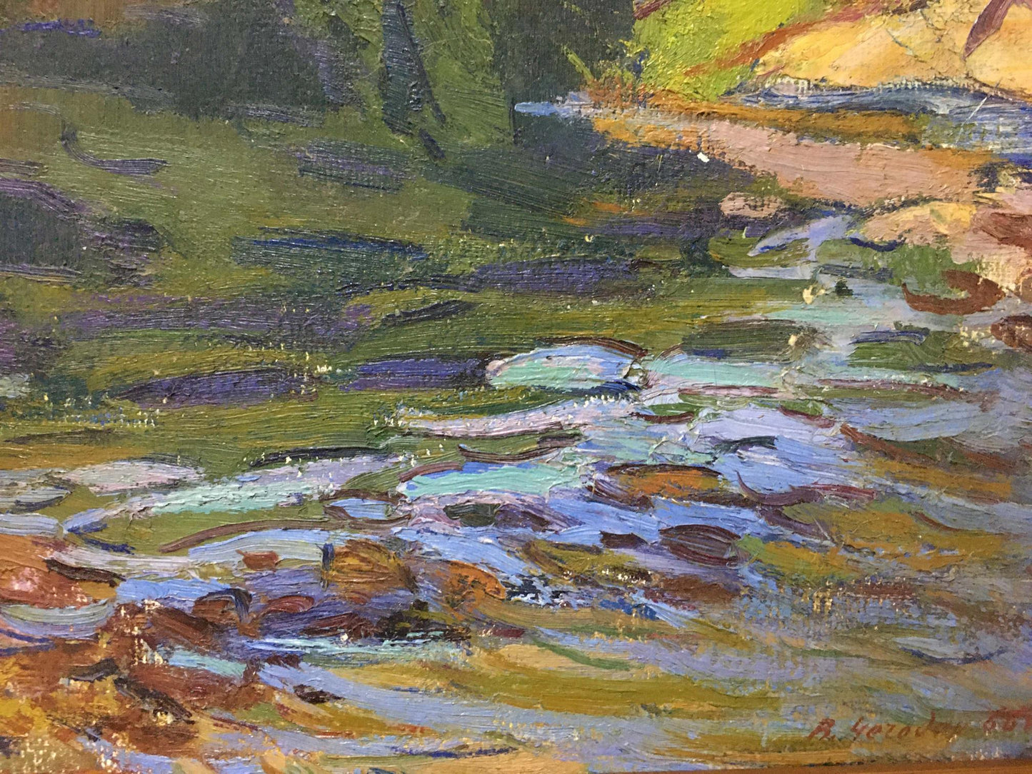 Vibrant impressionist oil painting of Desna River by Chegodar Vasily Dmitrievich