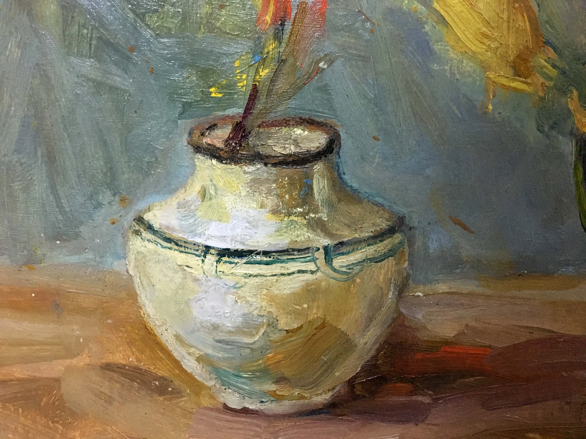 Cream-colored ceramic vase by Kotlyar Taisiya Alexandrovna