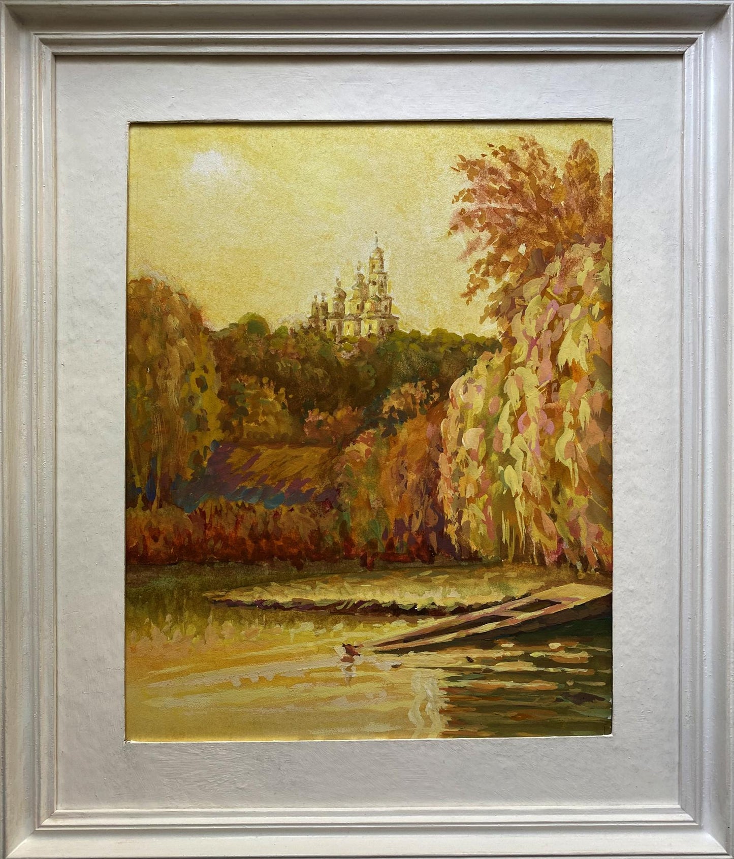 Framed Evening Landscape by Benfialov oil painting of serene autumn scene