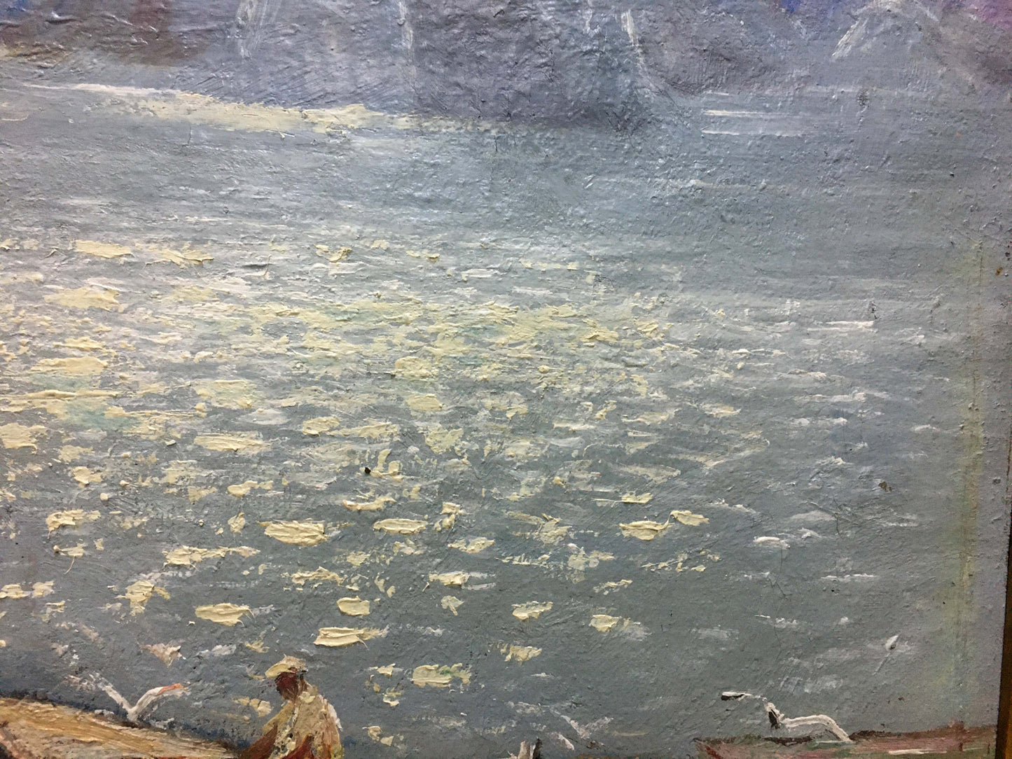 Oil painting On the Lake by Shariy Anatoliy: serene lily pads and hills