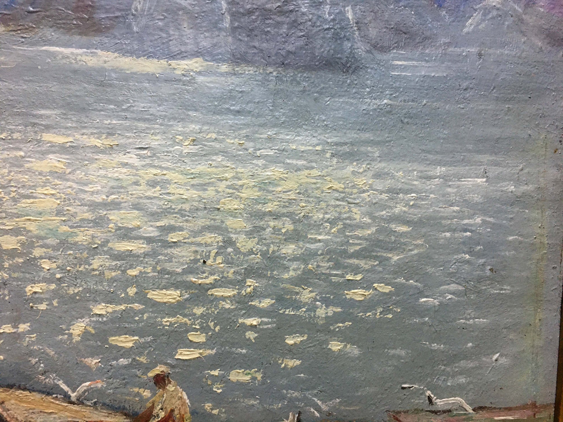 Oil painting On the Lake by Shariy Anatoliy: serene lily pads and hills