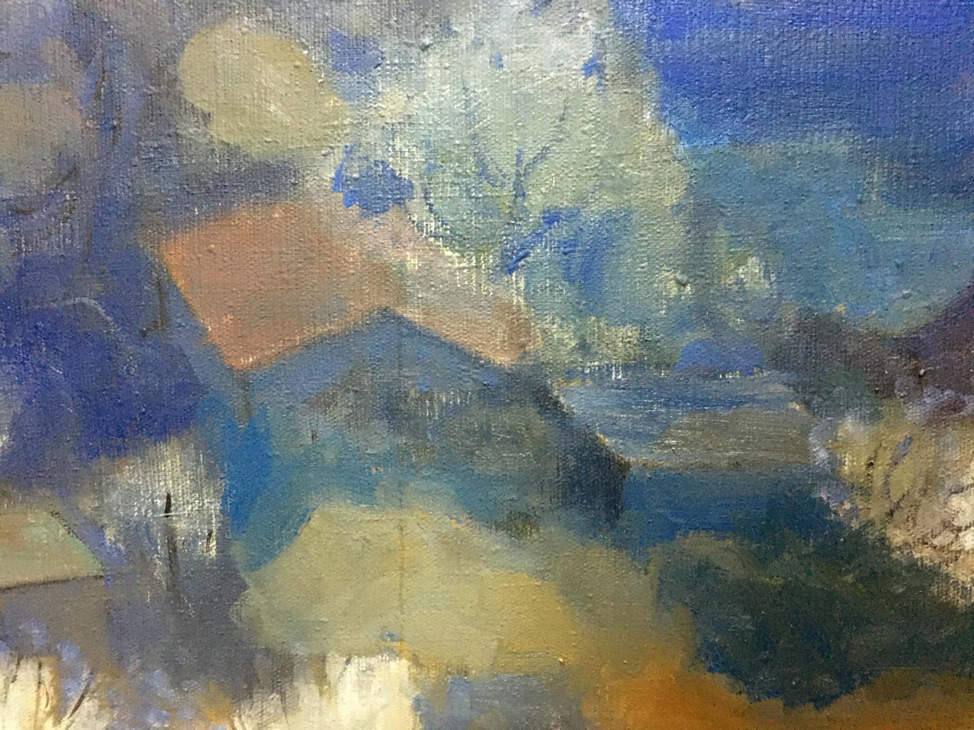 Abstract textured oil painting View from Bolgatur hill by Rudakov M.Z
