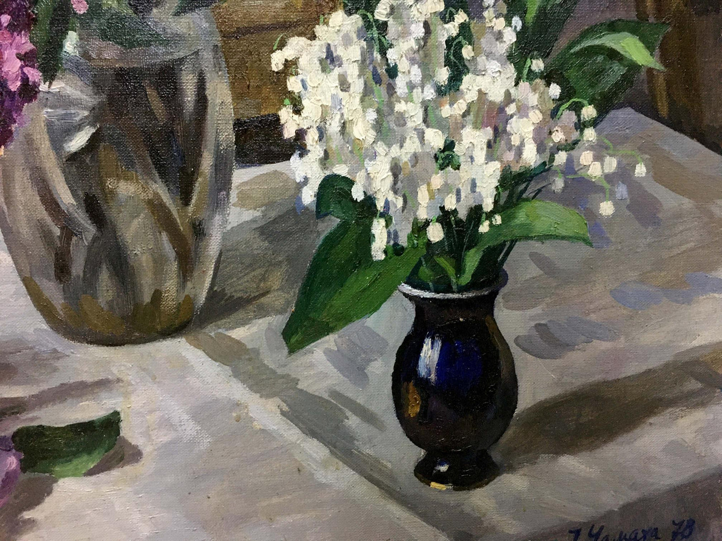 Oil painting Lilac Chamata Igor Pavlovich with lily-of-the-valley bouquet