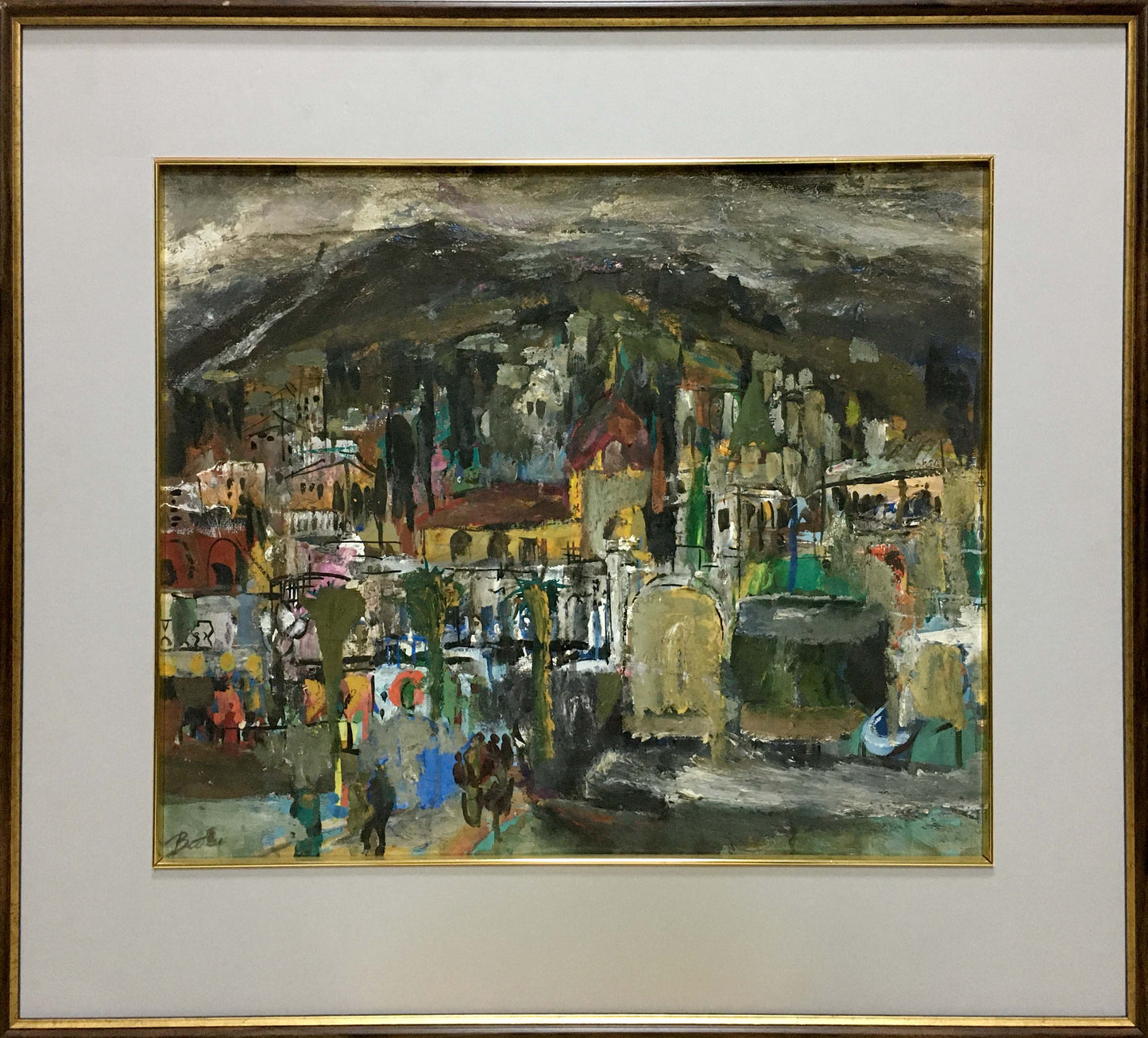 Framed abstract oil painting City in Abstraction by Zebek Vladimir Evgenievich