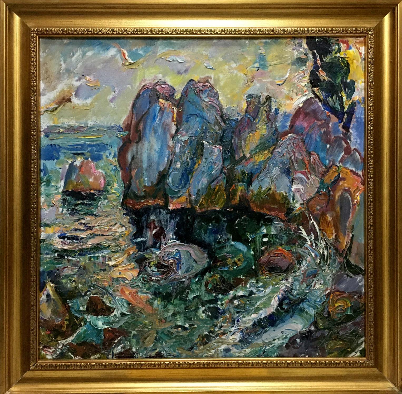 V. Lebedeva oil painting In the bay in ornate gold frame