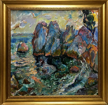 V. Lebedeva oil painting In the bay in ornate gold frame