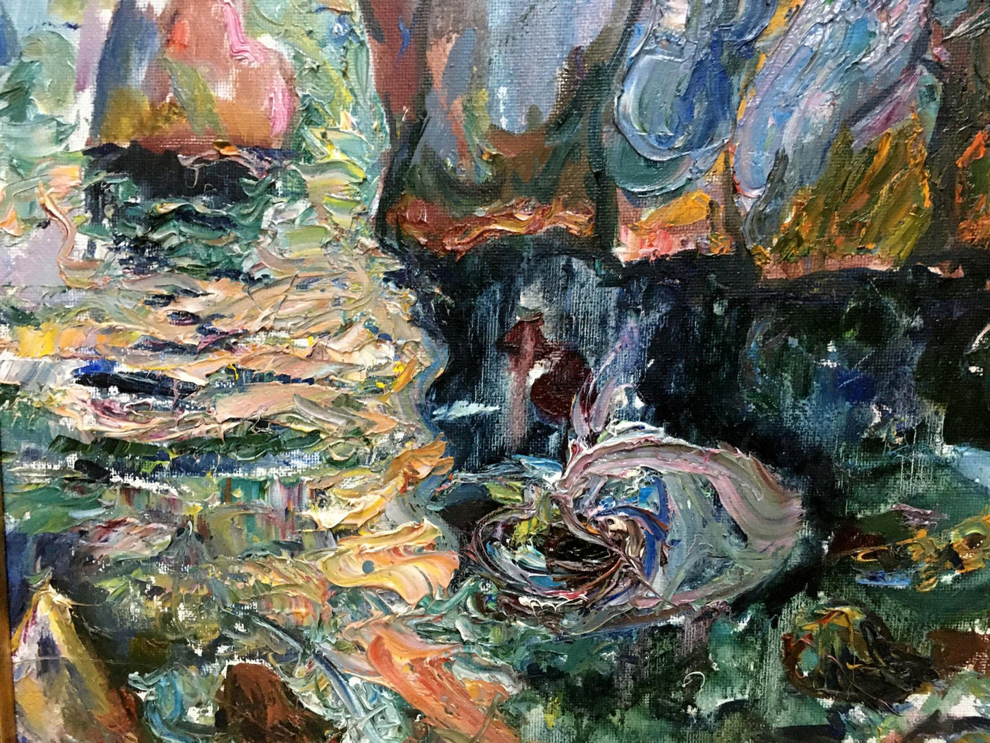 Oil painting In the bay V. Lebedeva abstract expressionist textured vibrant colors