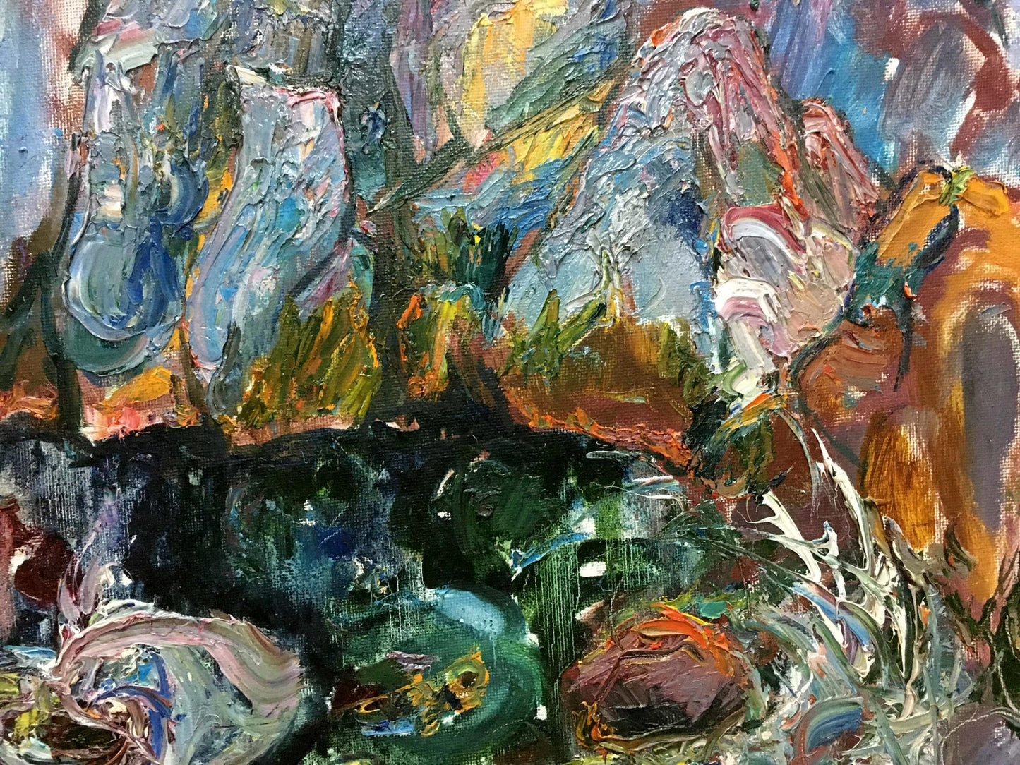 Oil painting In the bay V. Lebedeva with vibrant textured brushstrokes