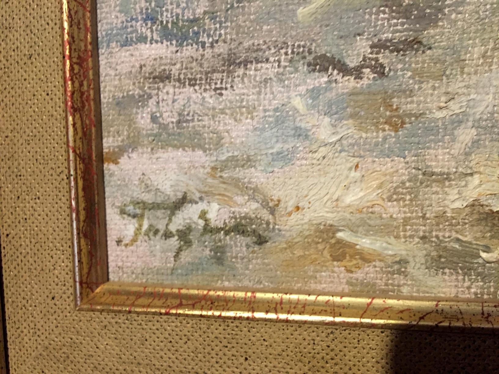 Oil painting Sea by Gavdzinsky Albin Stanislavovich, swirling sky in gold frame