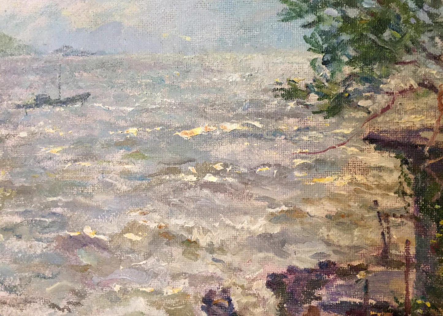 Textured oil painting of choppy sea by Gavdzinsky Albin Stanislavovich
