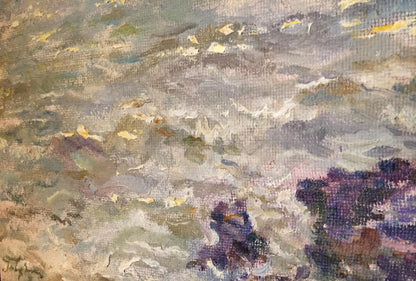 Oil painting Sea Gavdzinsky by Albin Stanislavovich, textured grays and purples