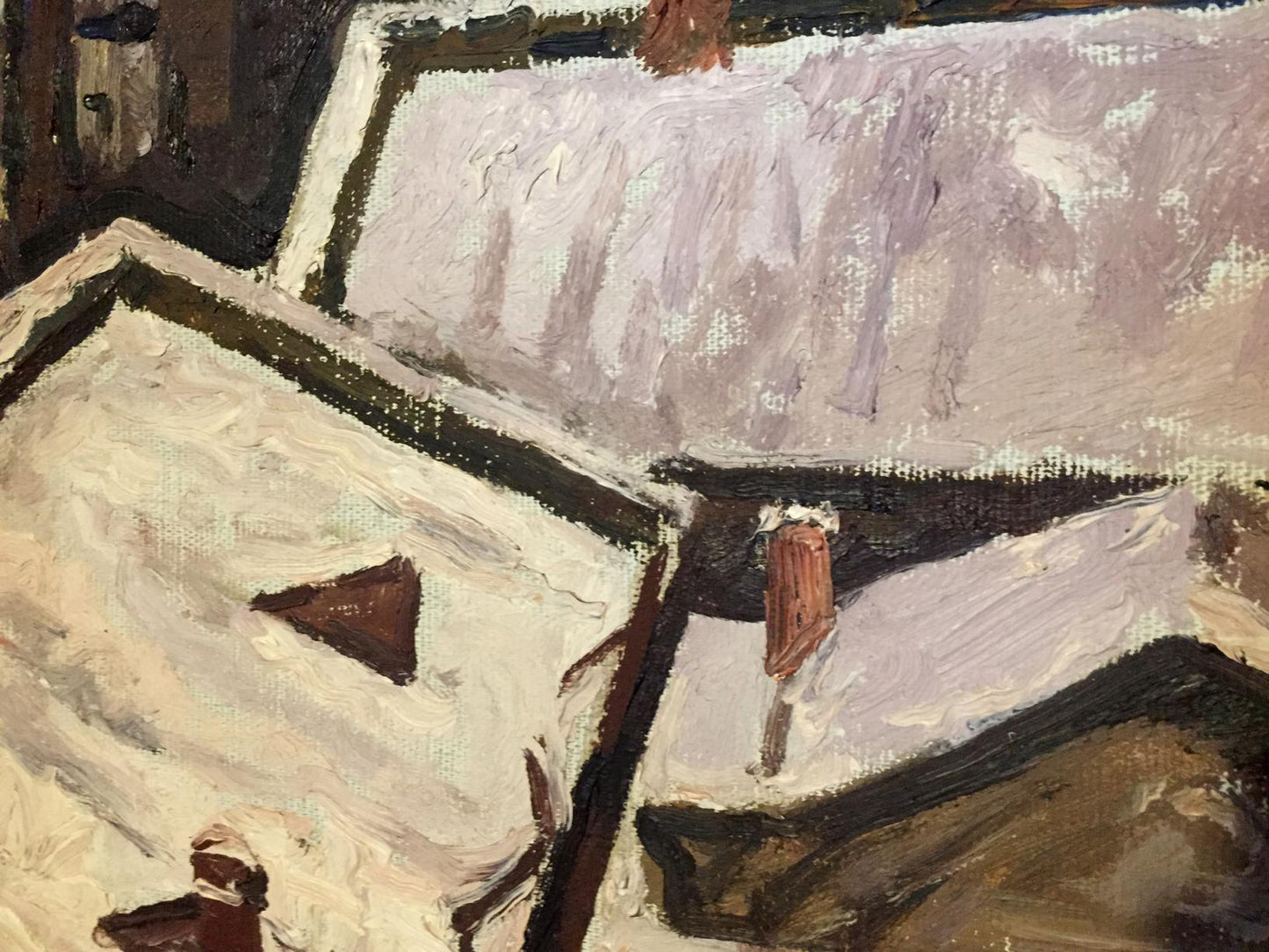 Oil painting by Gavdzinsky Albin Stanislavovich of snow-covered rooftops