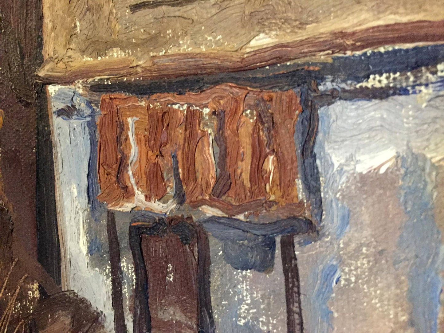 Textured reddish-brown window frame oil painting by Gavdzinsky Albin Stanislavovich