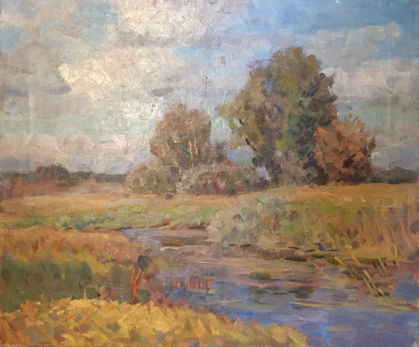 Serene impressionist Oil painting Woodlands by Boris Naumovich Rapoport