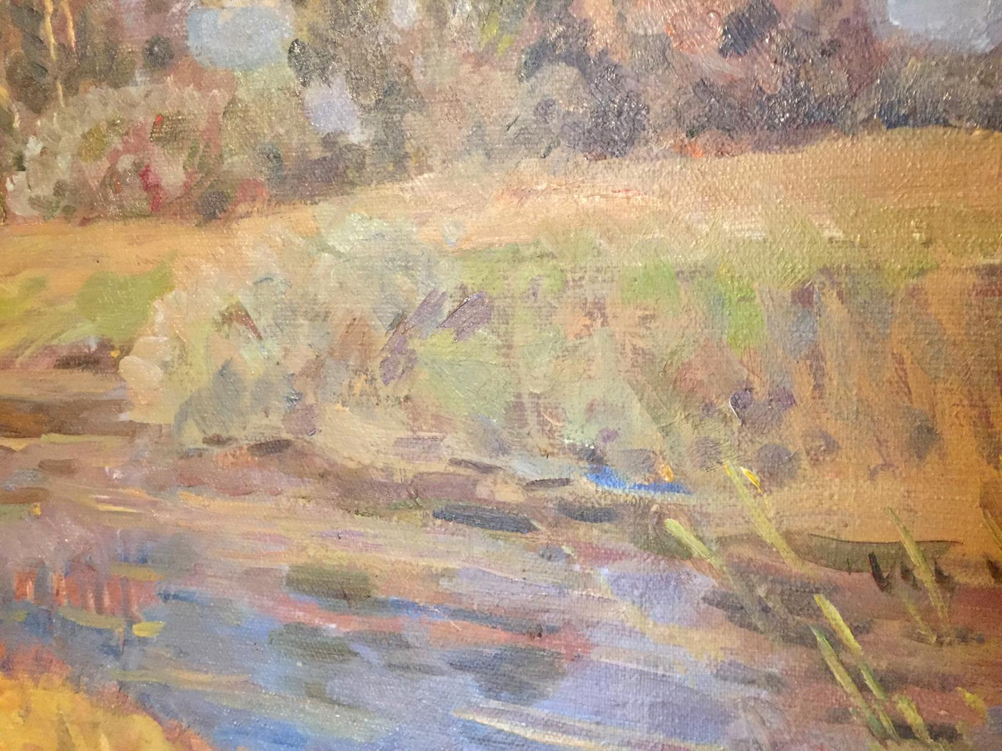 Impressionistic oil painting of Woodlands riverbank by Boris Naumovich Rapoport