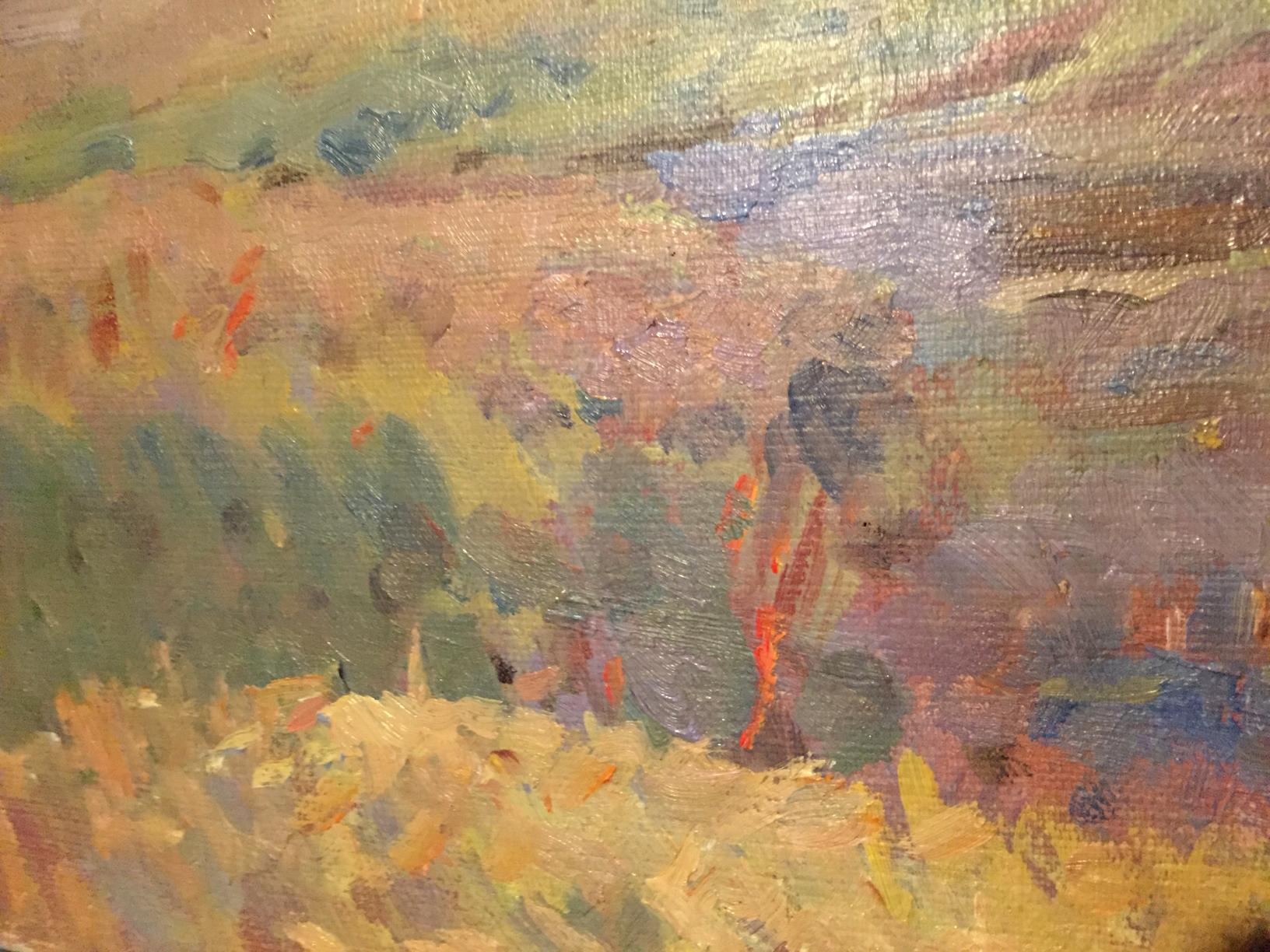 Oil painting Woodlands by Boris Naumovich Rapoport in earthy tones