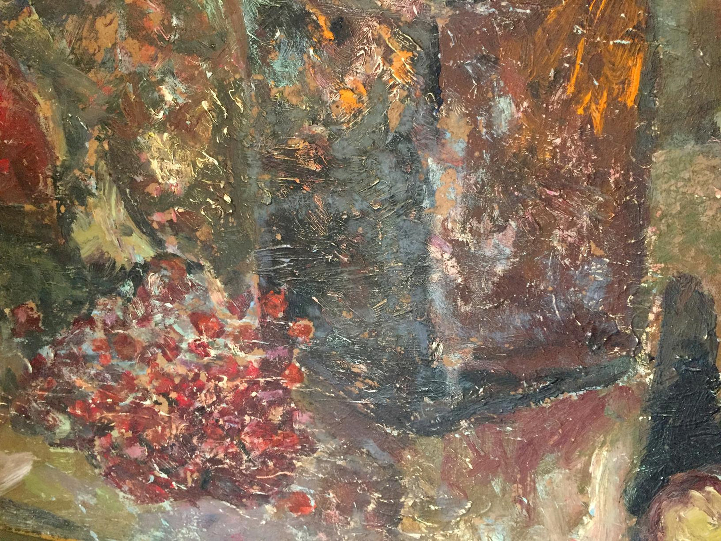 Oil painting Still life by Petrashevsky Stanislav Vasilyevich with bold red orange earth tones
