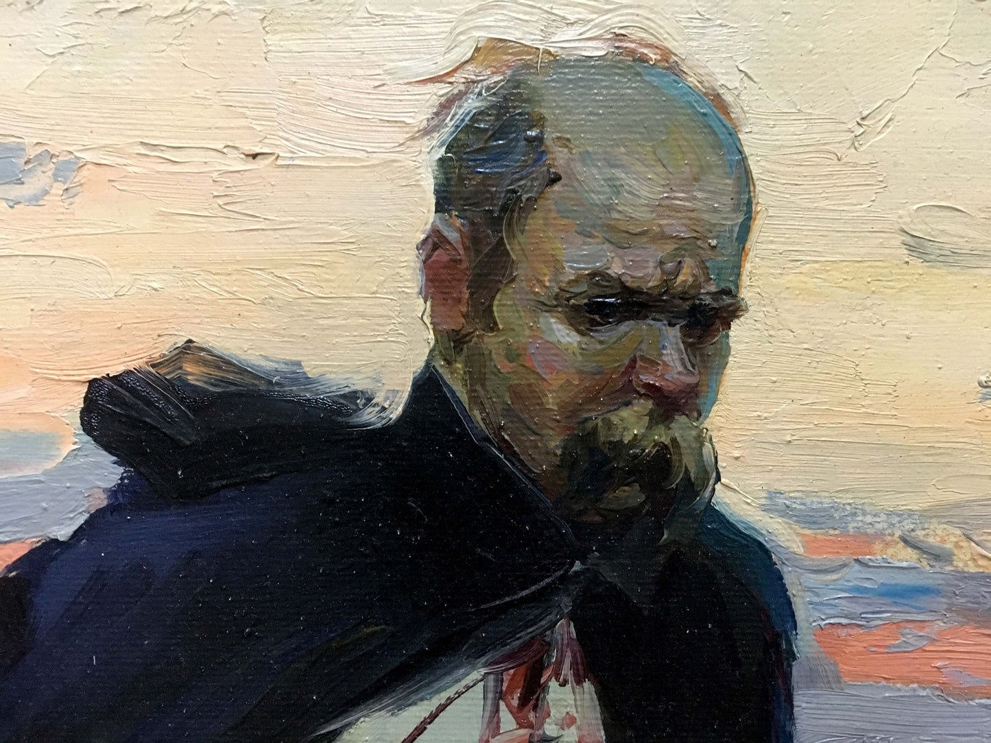 Textured oil painting of bearded Taras Shevchenko by Bozhiy Mikhail Mikhailovich