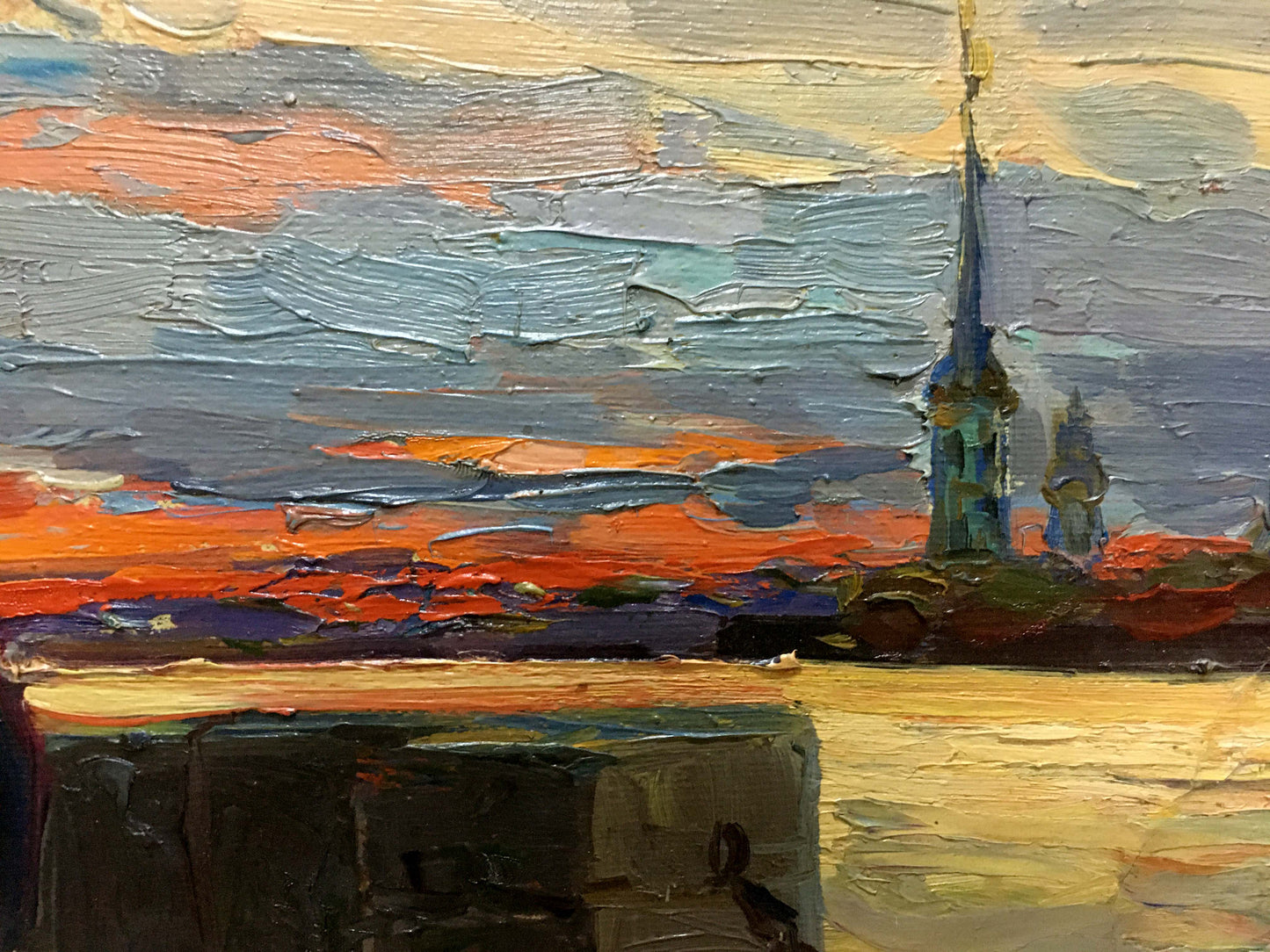 Oil painting of Taras Shevchenko Bozhiy church tower by Mikhail Mikhailovich