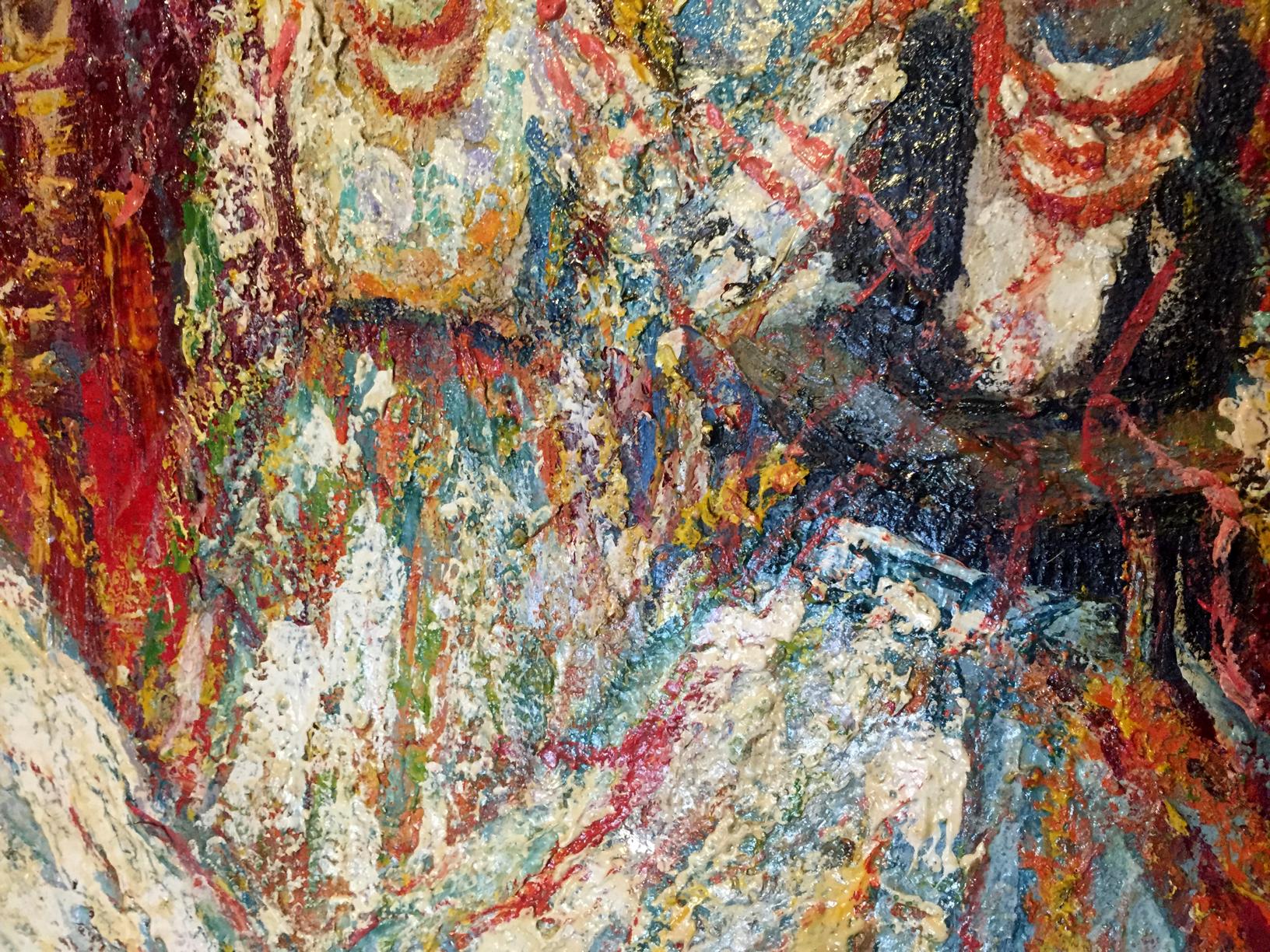 Oil painting Song Shary by Anatoly Ivanovich with bold red blue yellow strokes