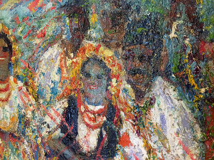 Oil painting Song Shary Anatoly Ivanovich with vibrant floral-crowned figure