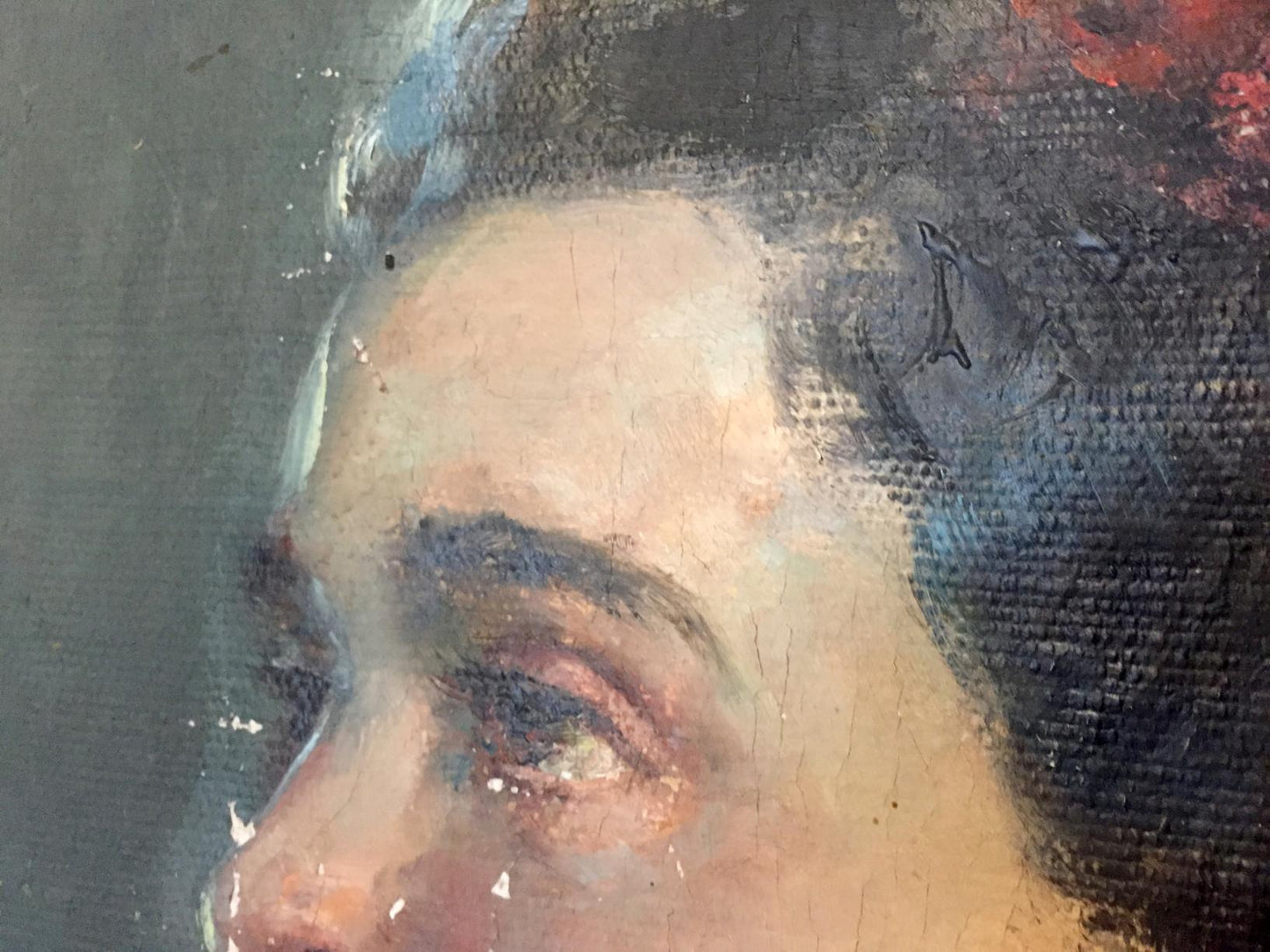 Oil painting portrait of woman by Leonid Mikhailovich Stil
