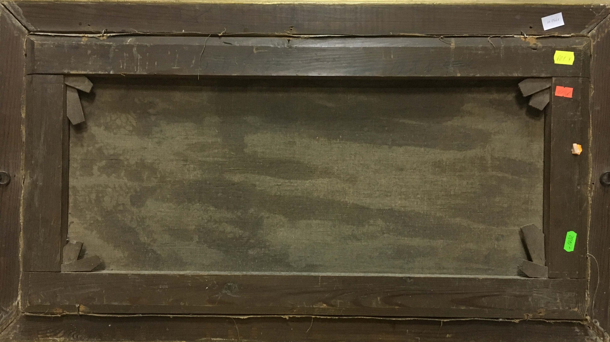 Back of dark wooden frame for Oil painting Coast Stepan Yarovoy