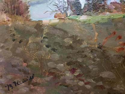 Oil painting Shore landscape by I. V. Kisil in earthy tones