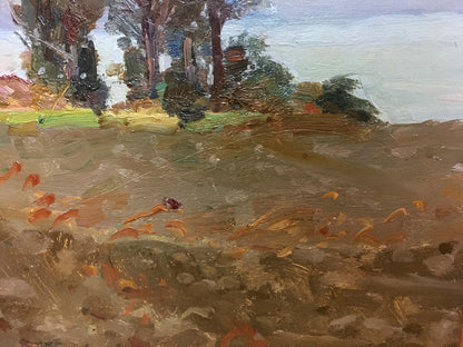 Impasto oil painting Shore landscape by I. V. Kisil: fish field under trees