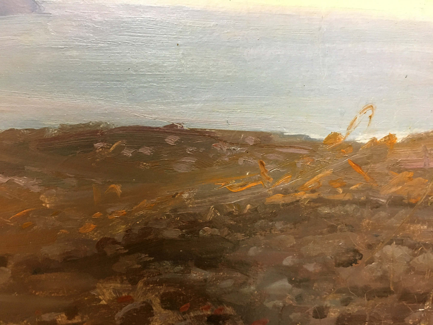 Oil painting Shore landscape by I. V. Kisil, textured coastal scene