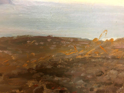 Oil painting Shore landscape by I. V. Kisil, textured coastal scene