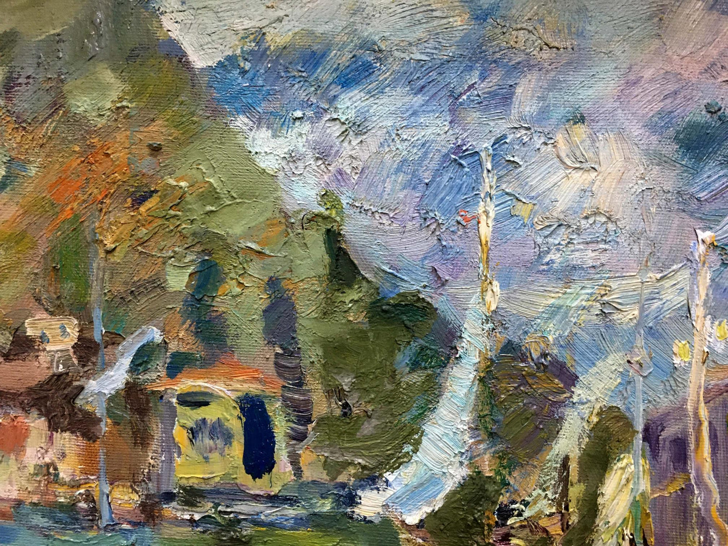 Textured impressionistic oil painting of Port by Karpov Nikolay Mikhailovich