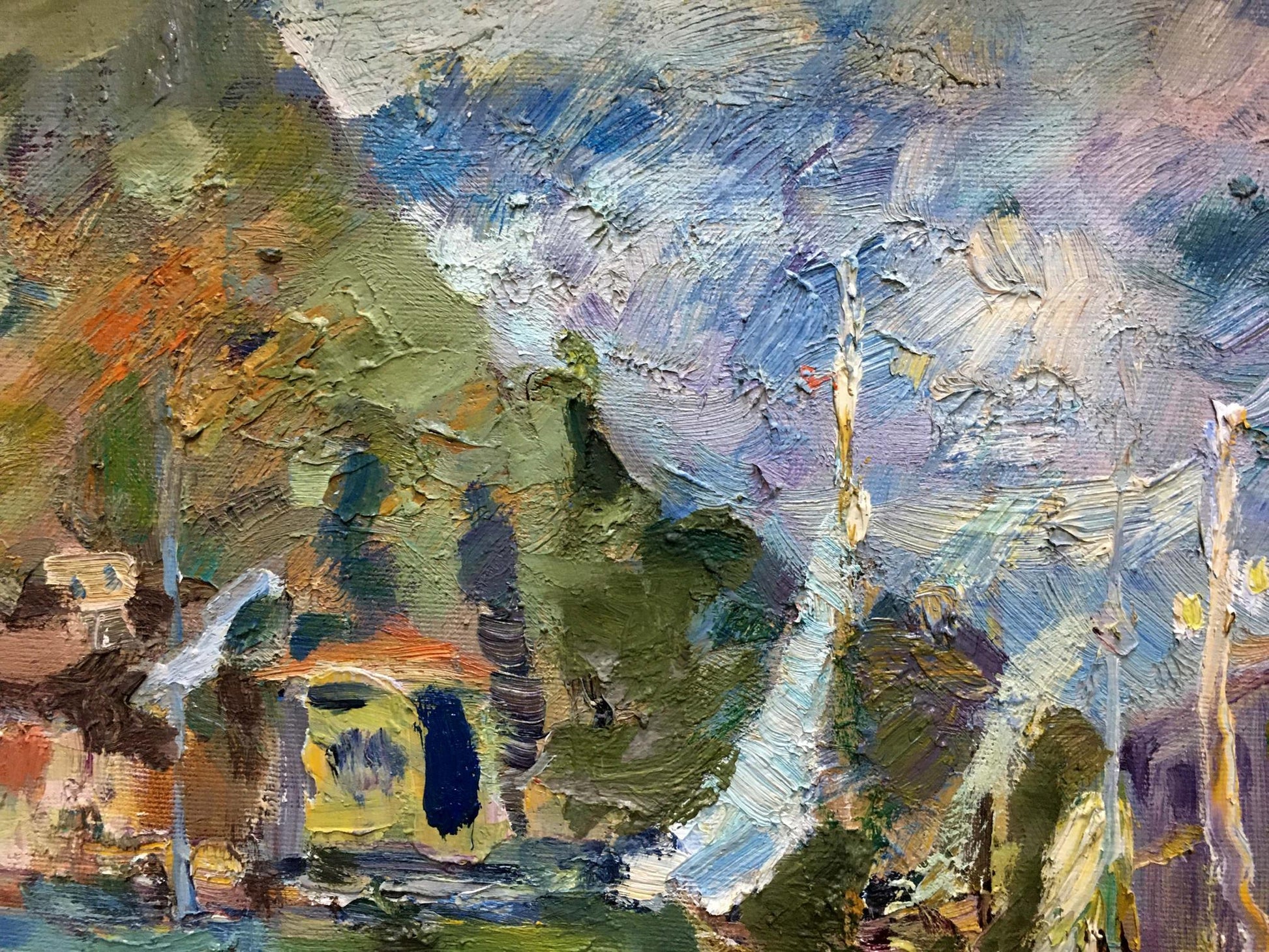Textured impressionistic oil painting of Port by Karpov Nikolay Mikhailovich