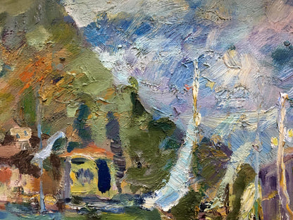 Textured impressionistic oil painting of Port by Karpov Nikolay Mikhailovich