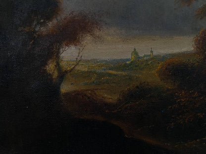Dark textured oil painting by Litvinov Oleg Arkad’yevich Bathers moody landscape
