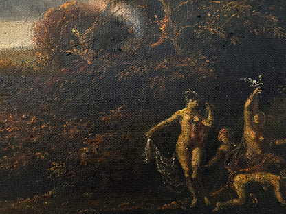 Oil painting Bathers by Litvinov Oleg Arkad’yevich: nude figures in dark forest
