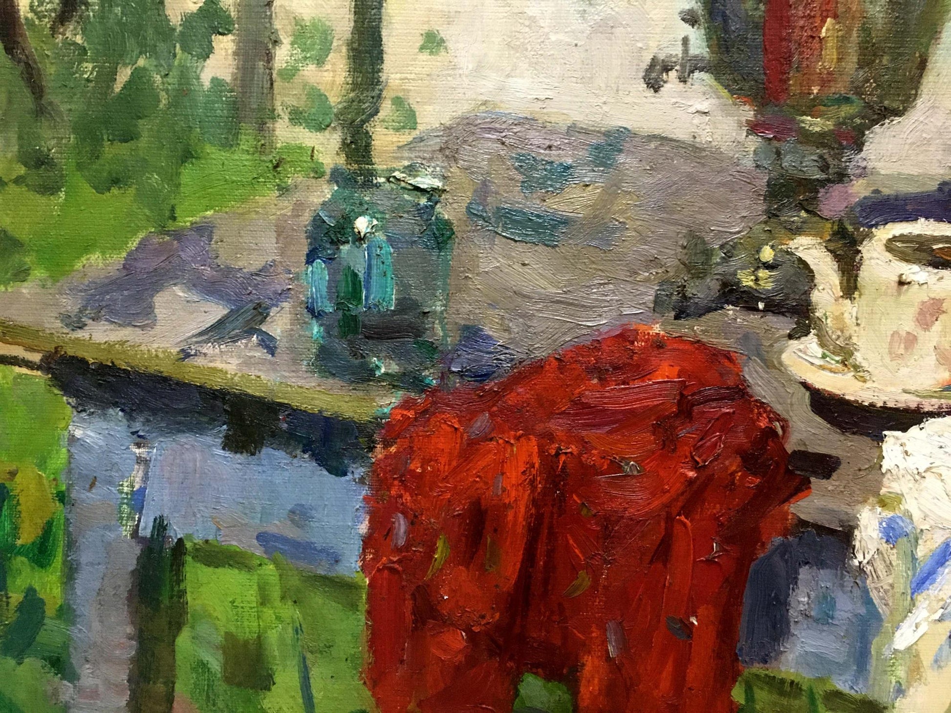 Vibrant red textured fabric in Kettle by Golub Stepan Filippovich oil painting
