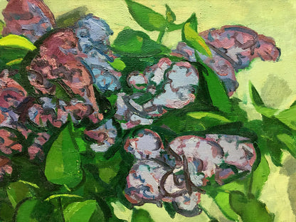 Vibrant pink and blue hydrangeas oil painting by Lilac Vlasov Vladimir Grigorievich