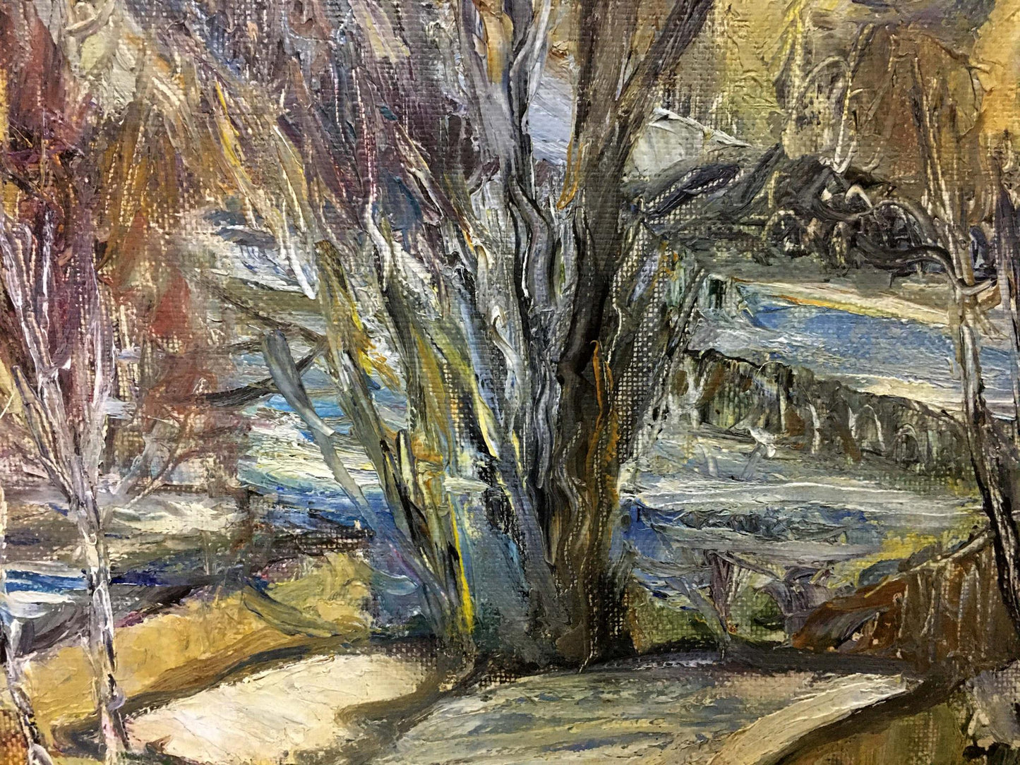 Abstract oil painting of textured tree by Olga Sergeevna Otroshchenko